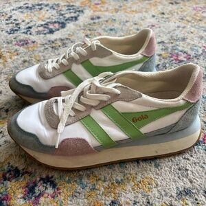 Gola Classics Women's Indiana Sneakers size 8 Off White/Powder Blue/Patina Green